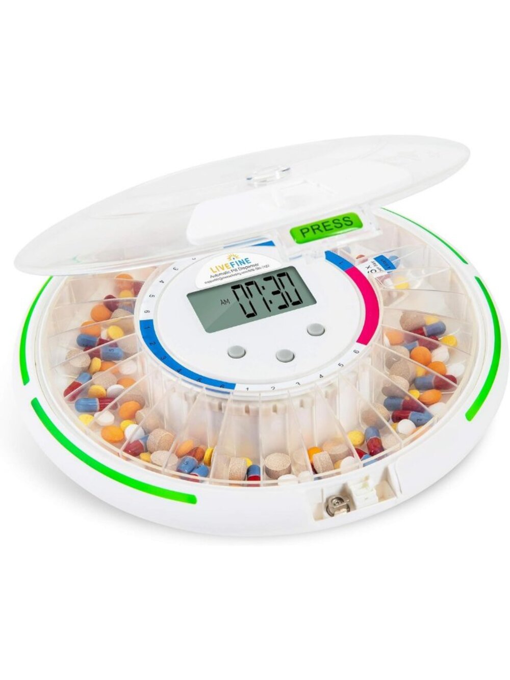 Automatic Pill Dispenser for Seniors, 28-Day Supply, Locking Lid, Easy Use